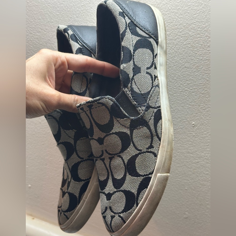 Coach Monogram Black and White Slip-Ons - Picture 4 of 13